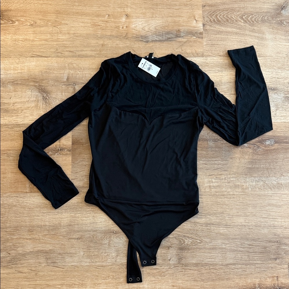 Express Black Mesh Detail Top
